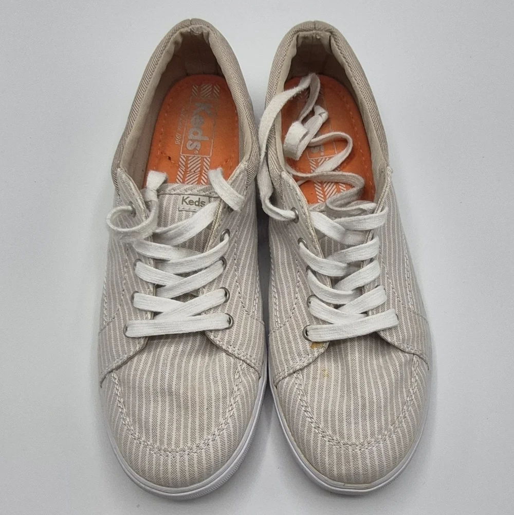 Keds Striped Canvas Sneakers in Beige